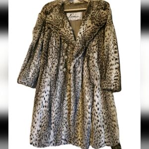 STATEMENT Authentic Lynx Cheetah Spotted Fur Coat Evans Midi Swing 50s Glam